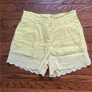 LOFT Yellow Eyelet High Waist Shorts